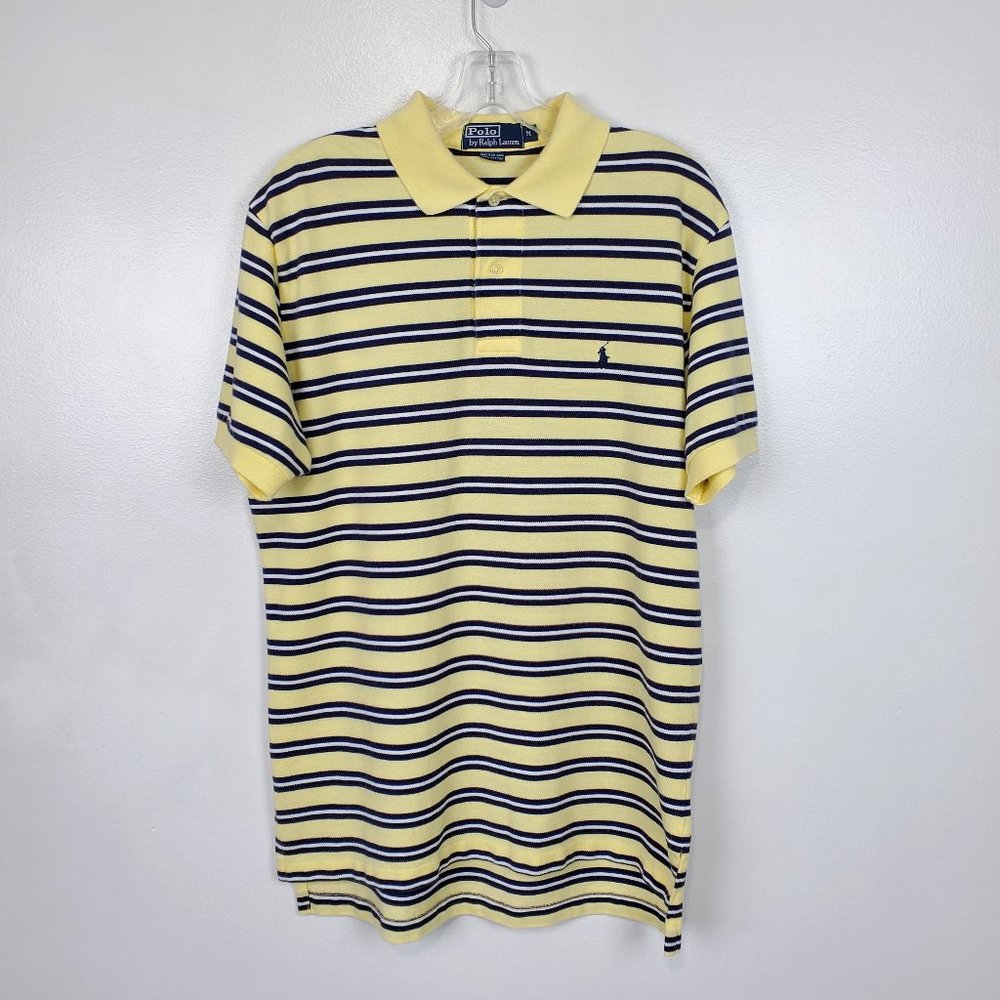 Polo by Ralph Lauren Preppy Short Sleeve Striped Cotton Polo Shirt Size M